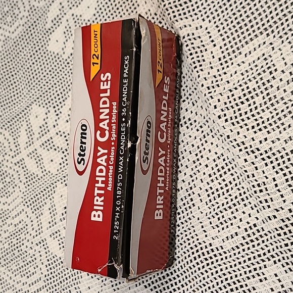 NIB Sterno Birthday candles, bulk 12/36 count boxes, multi-color spiral striped - Picture 3 of 12